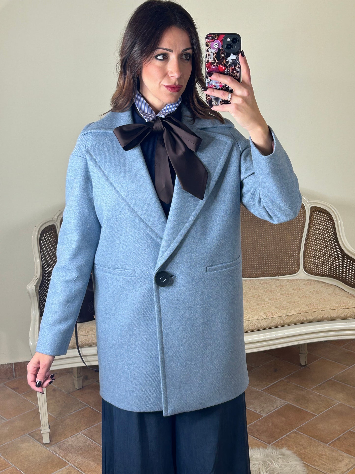 Chiarulli cappotto miranda celeste