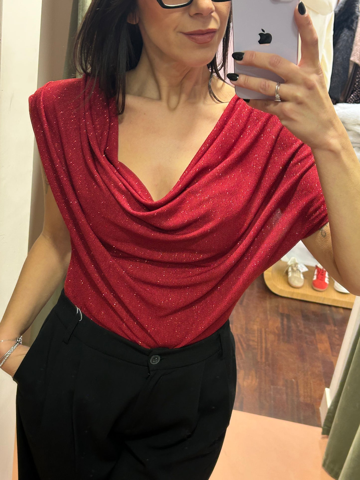 Uni mè body lurex rosso