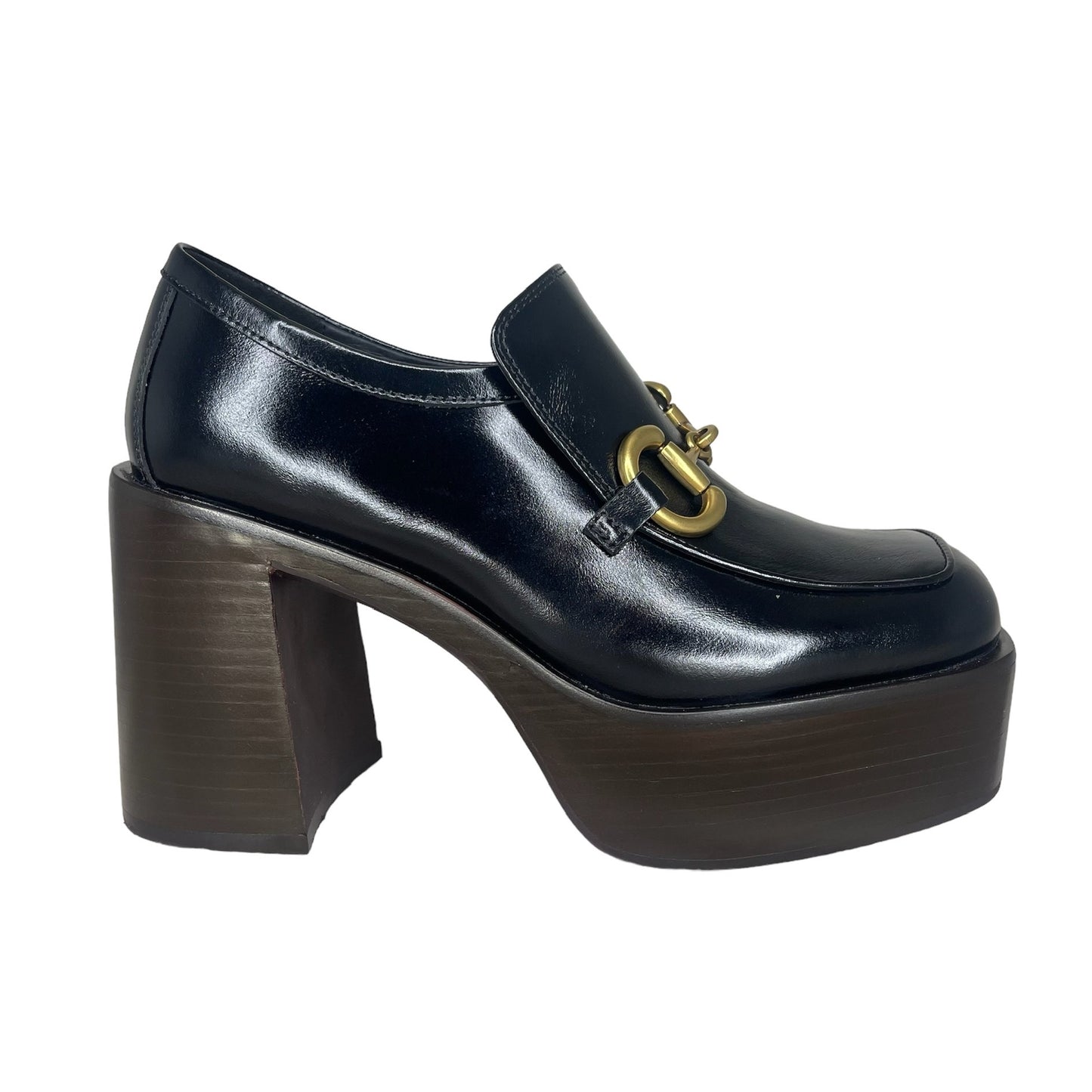 Jeffrey Campbell curator black shiny gold