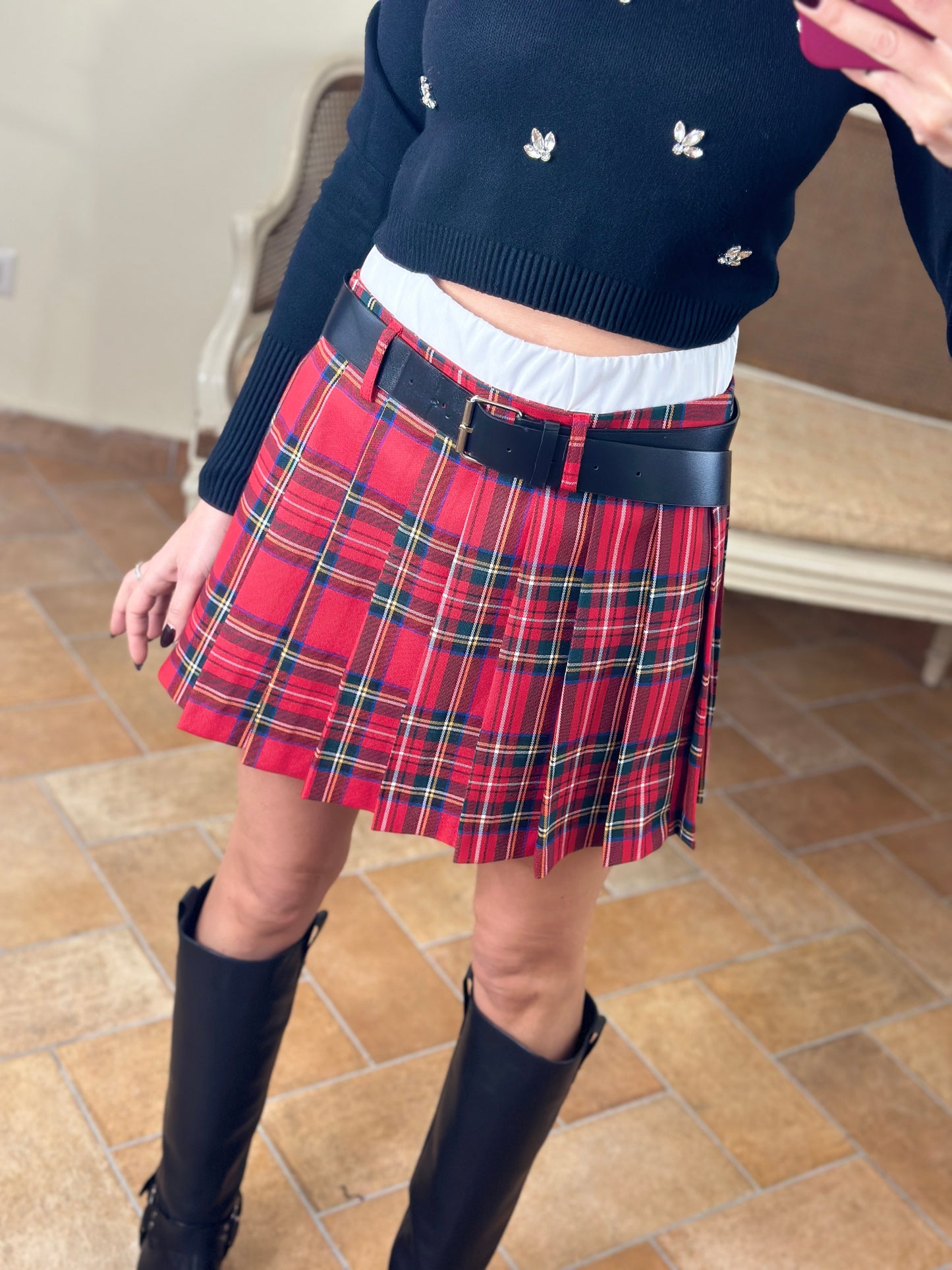 Uni mè Mini gonna a pieghe tartan