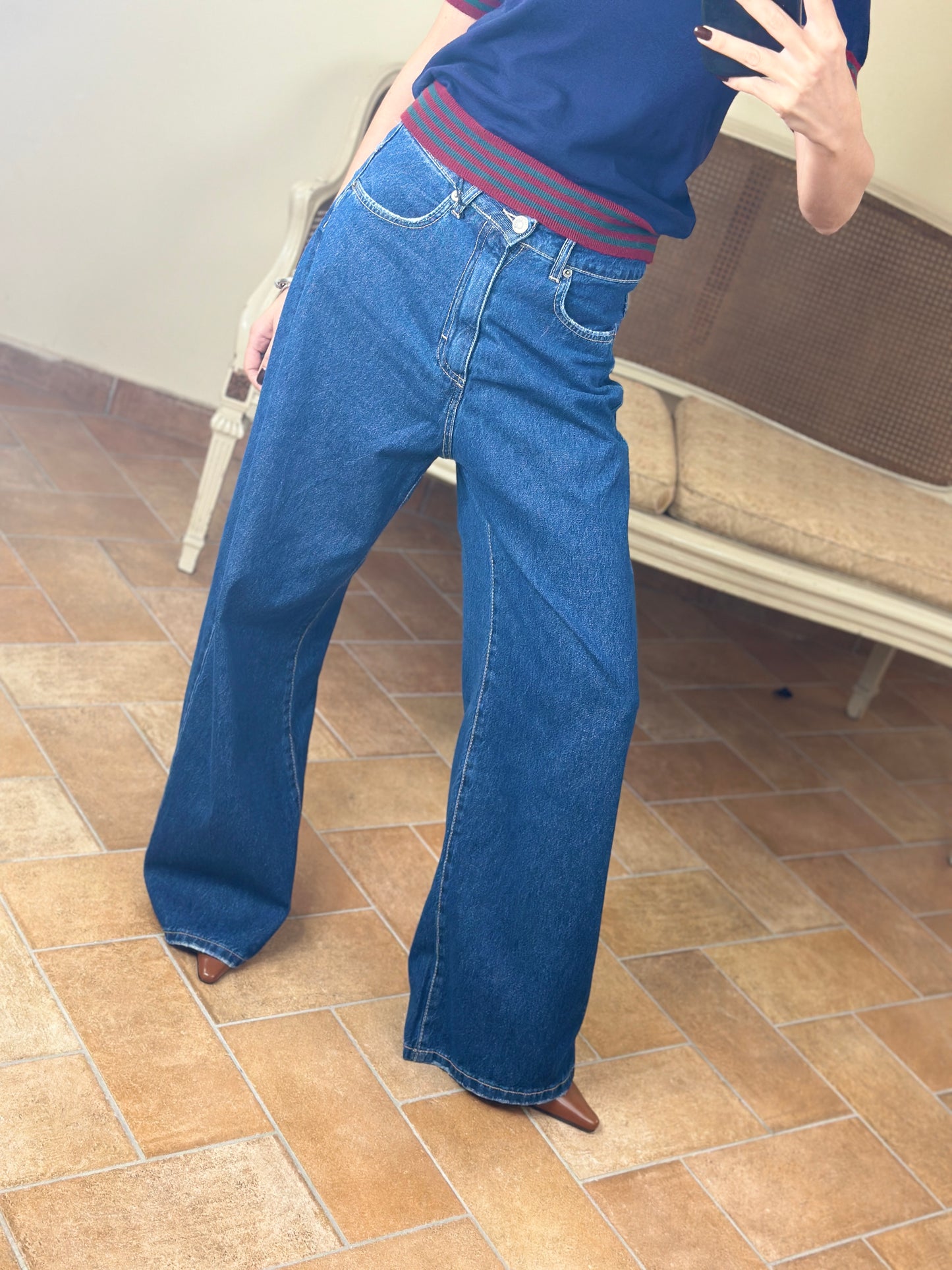 Tensione in Jeans a palazzo GIUSI blu denim