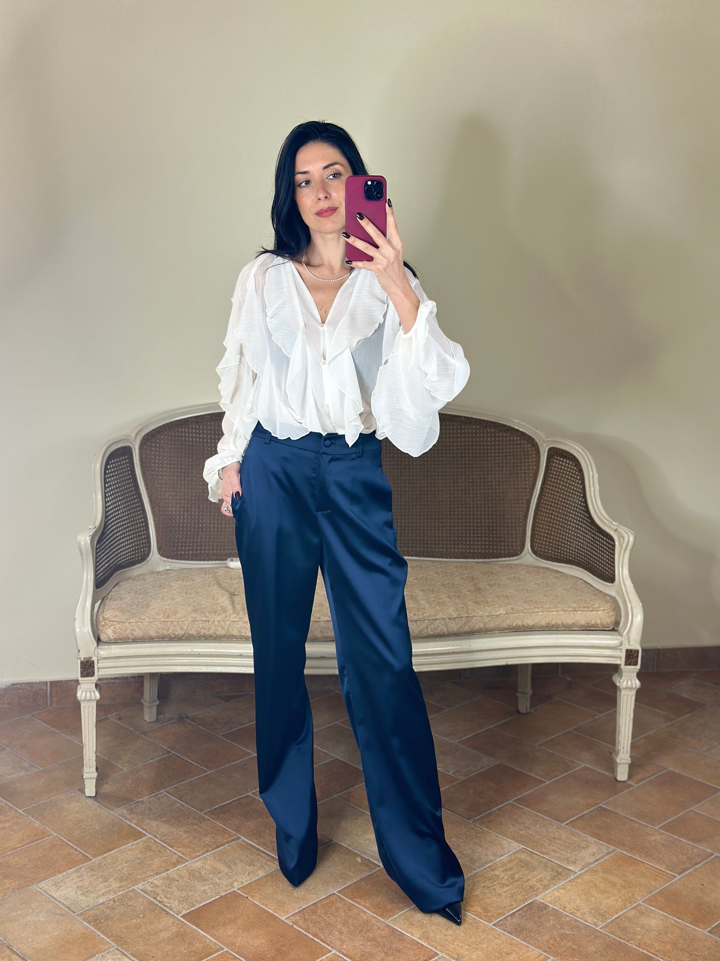 Tensione in Pantalone in raso BLU