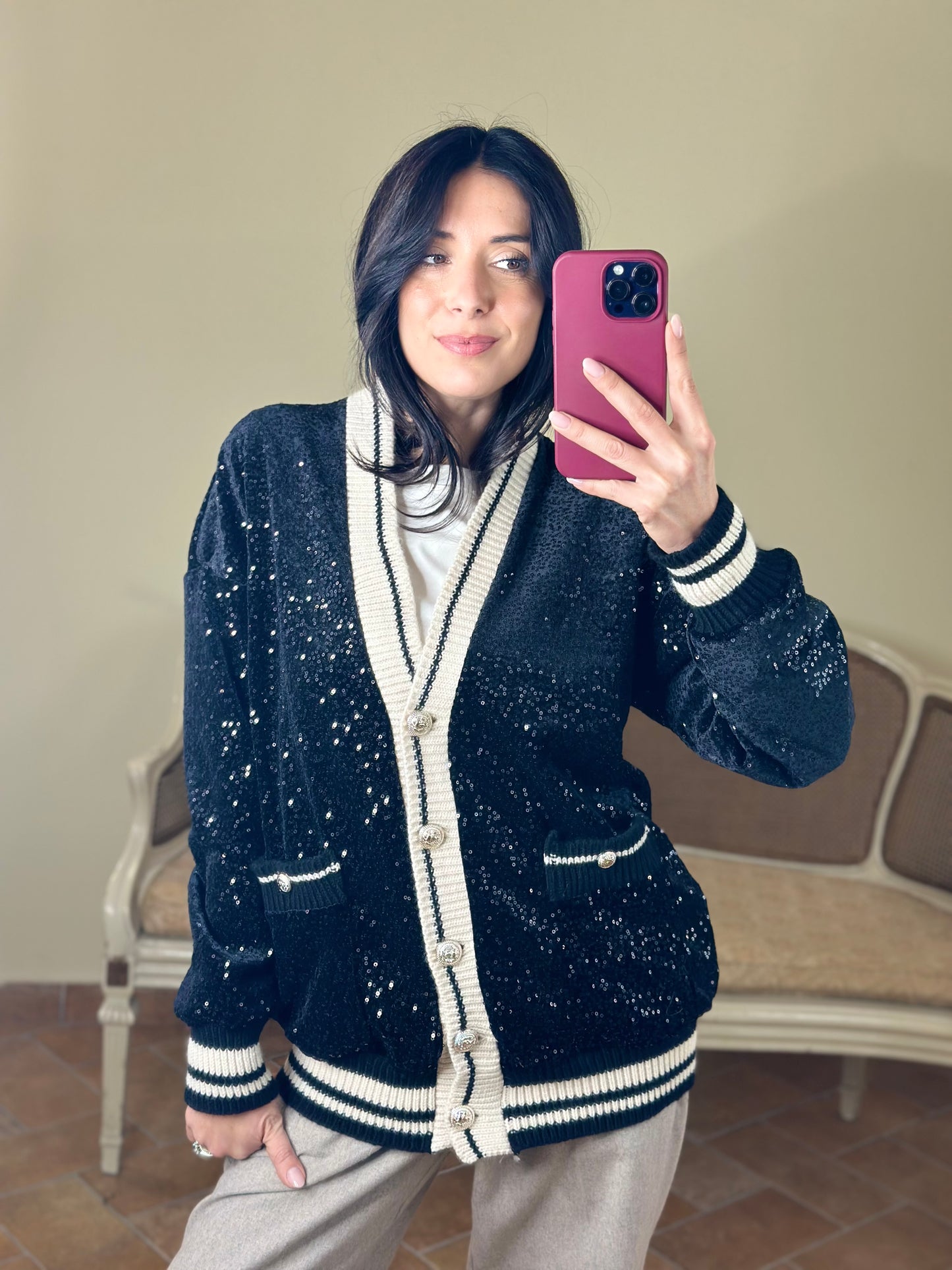 Uni mè Cardigan paillettes