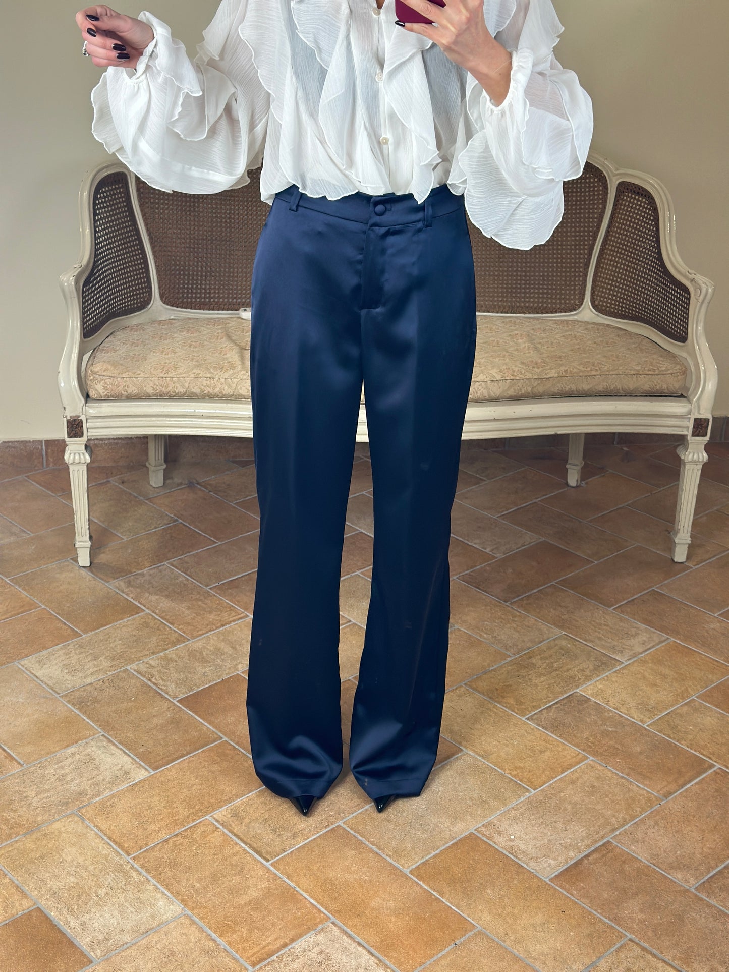 Tensione in Pantalone in raso BLU