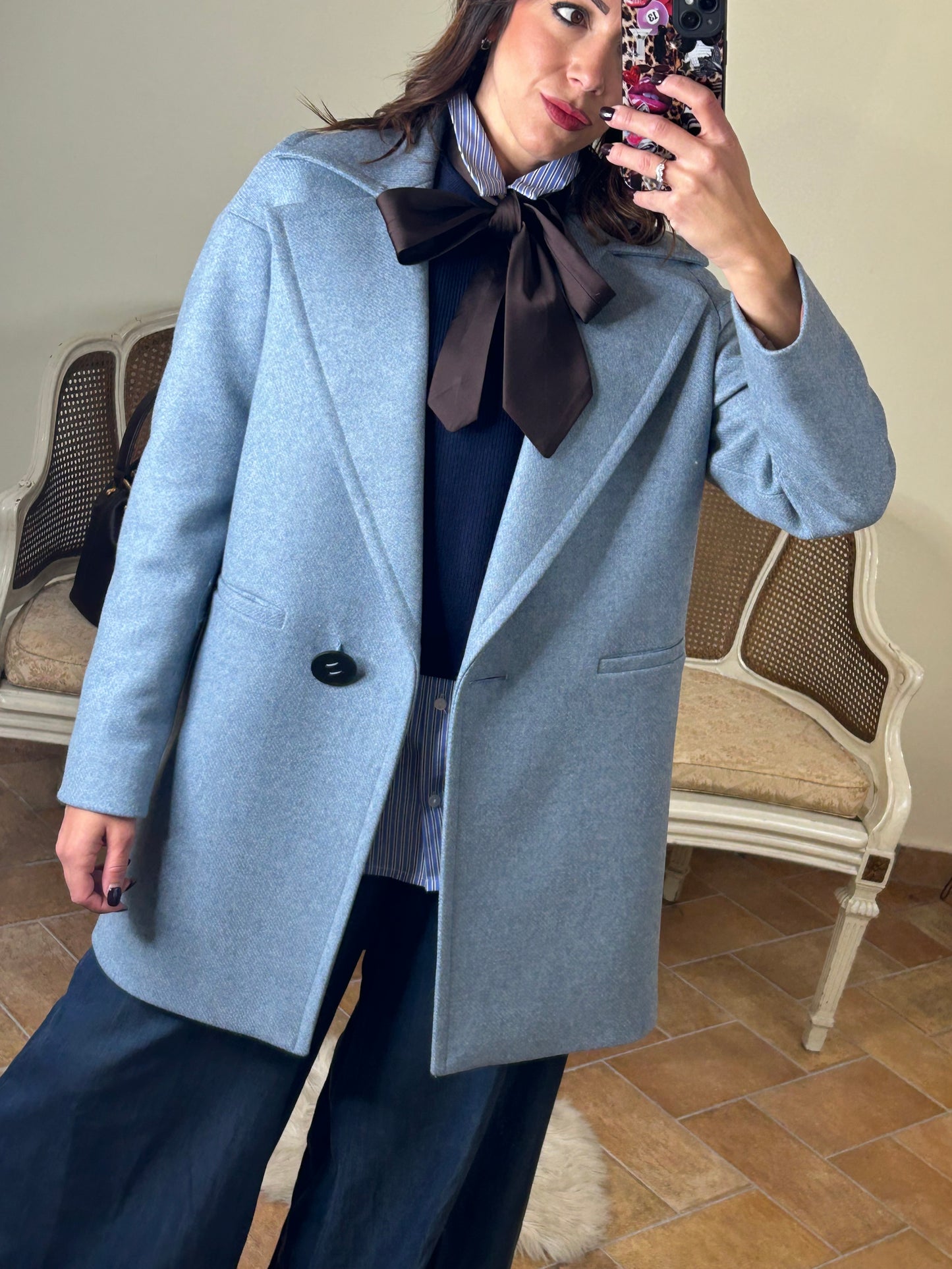 Chiarulli cappotto miranda celeste