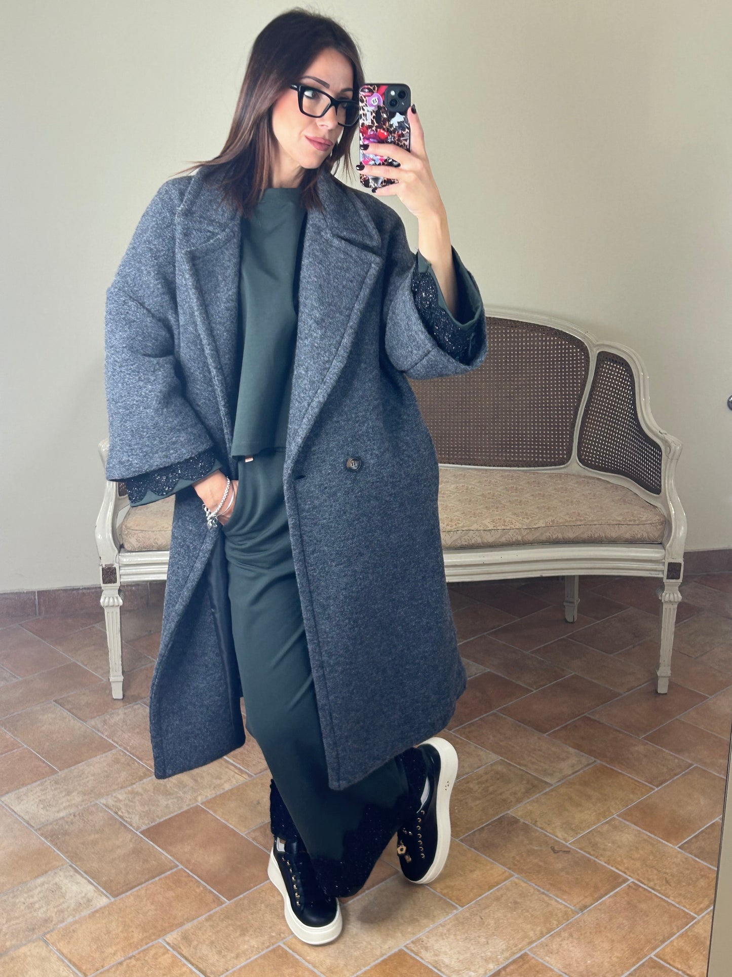 D'Elle cappotto in lana grigio