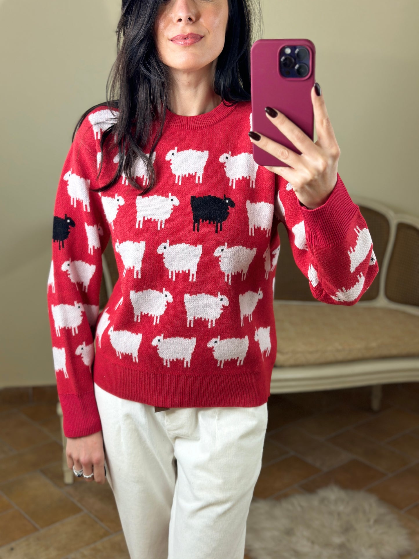 Tensione in Maglia rossa/bianca SHEEP