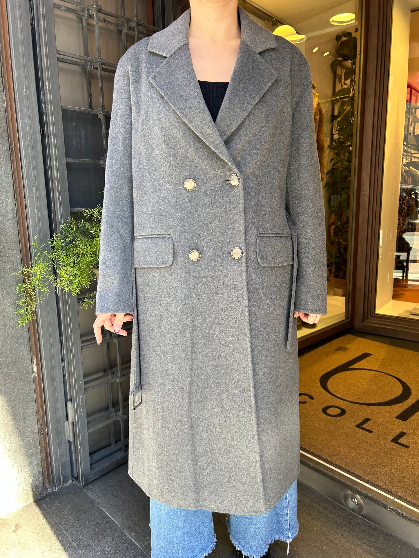 SINCE'RE PARIS cappotto lungo a vestaglia grigio scuro