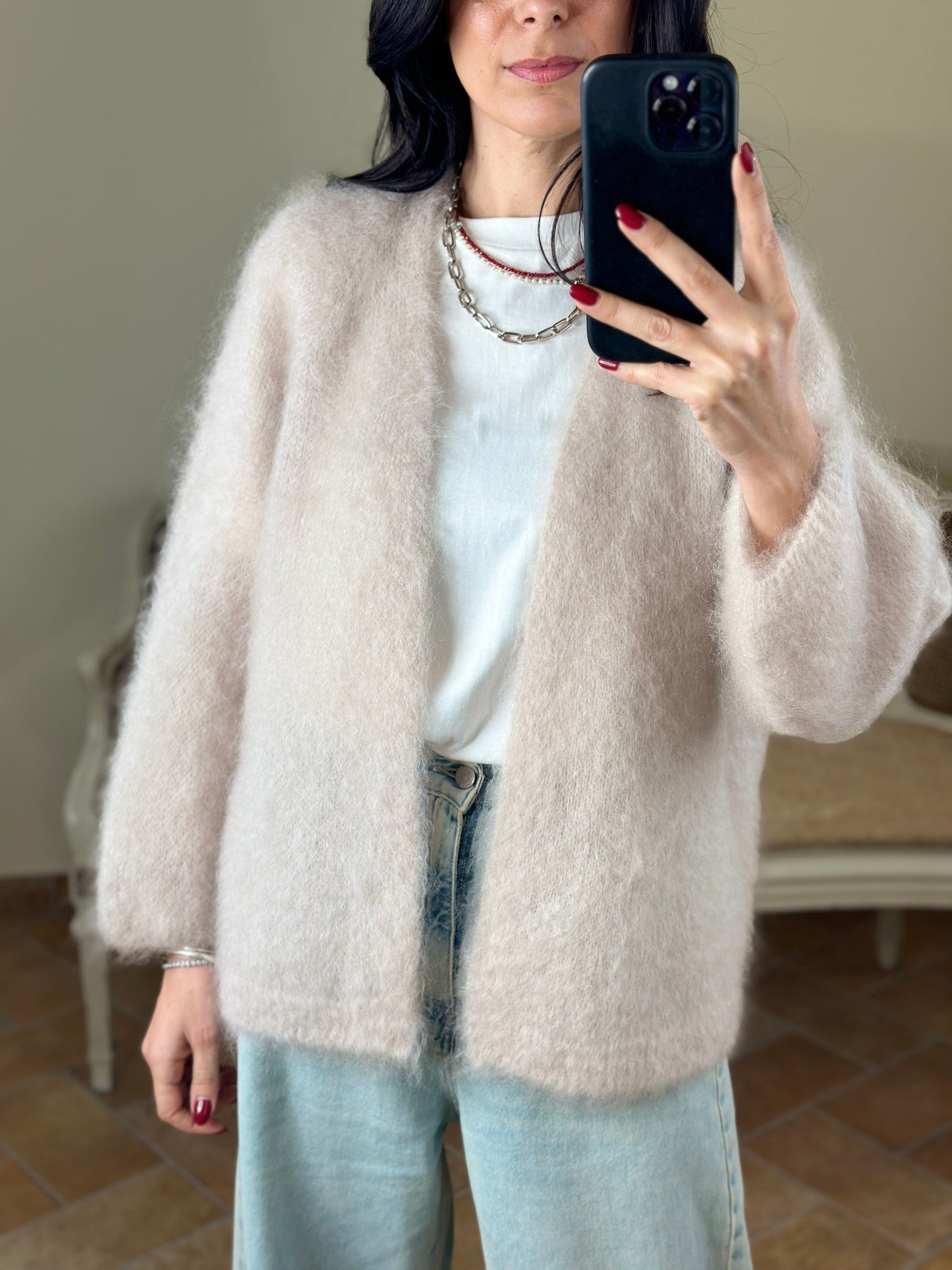 Uni mè Cardigan Kid Mohair beige