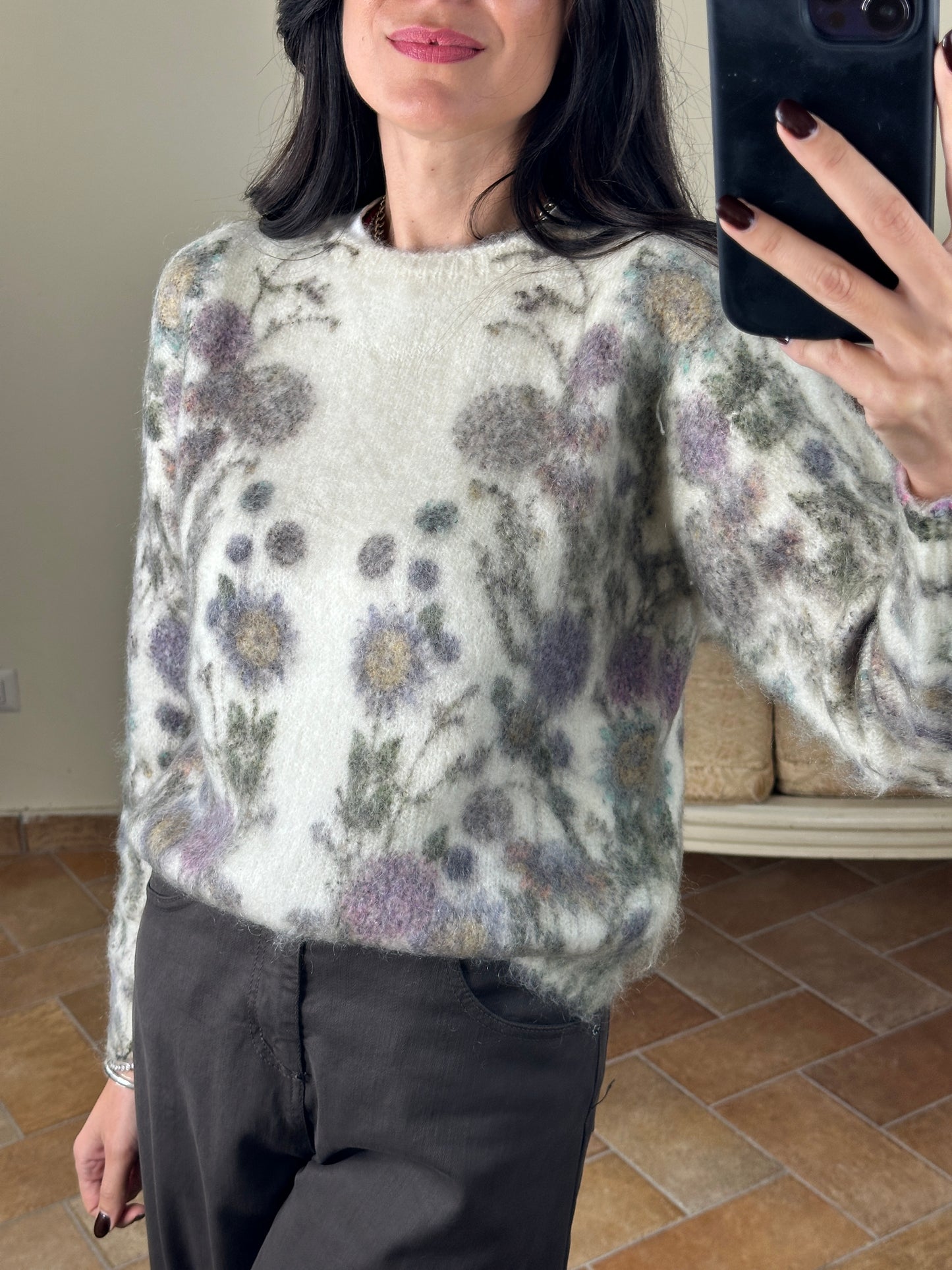 Tensione in maglia misto mohair floreale