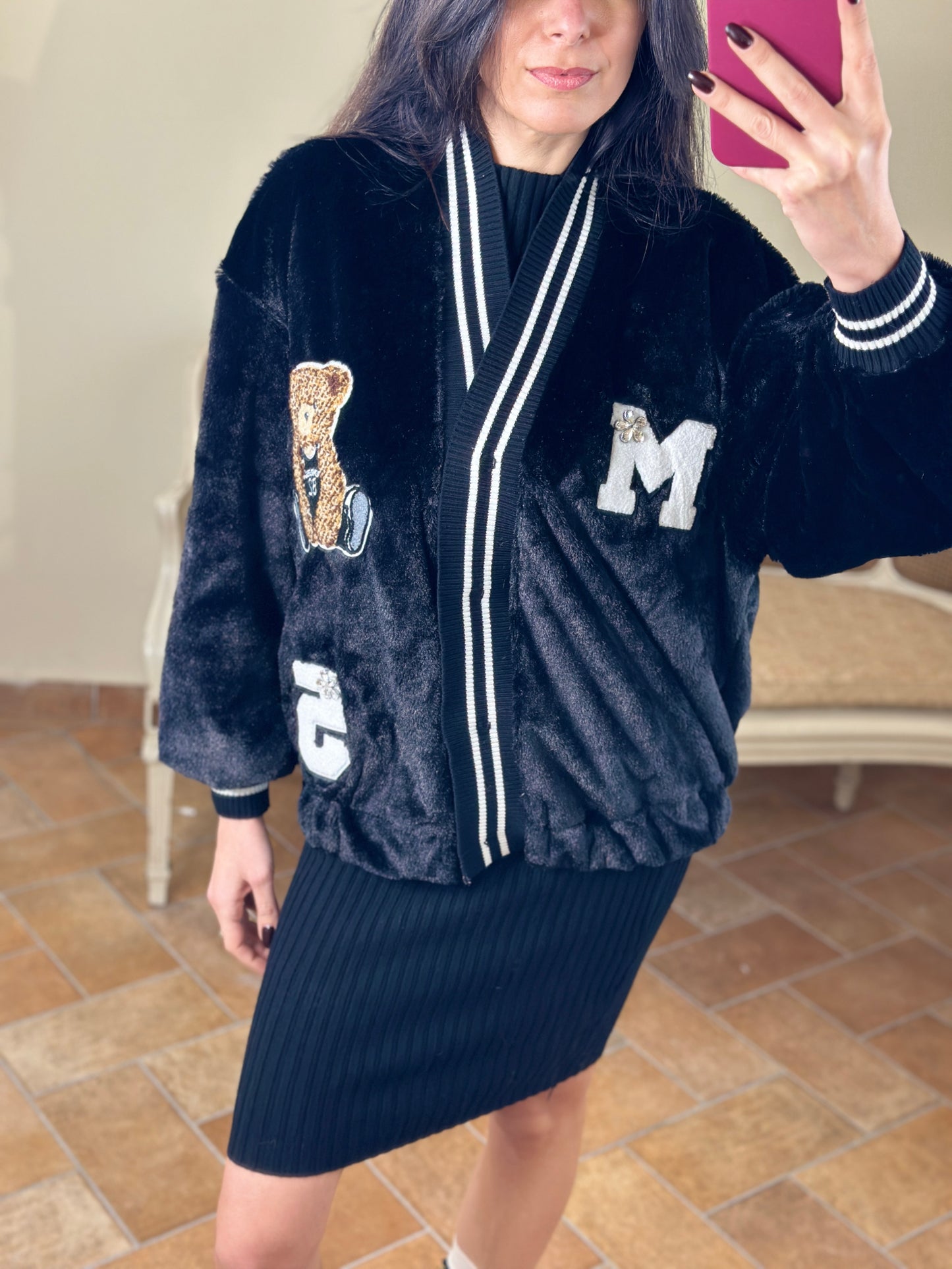 Uni mè cardigan-bomber teddy