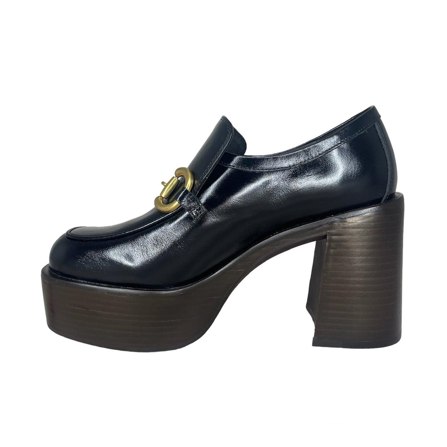 Jeffrey Campbell curator black shiny gold