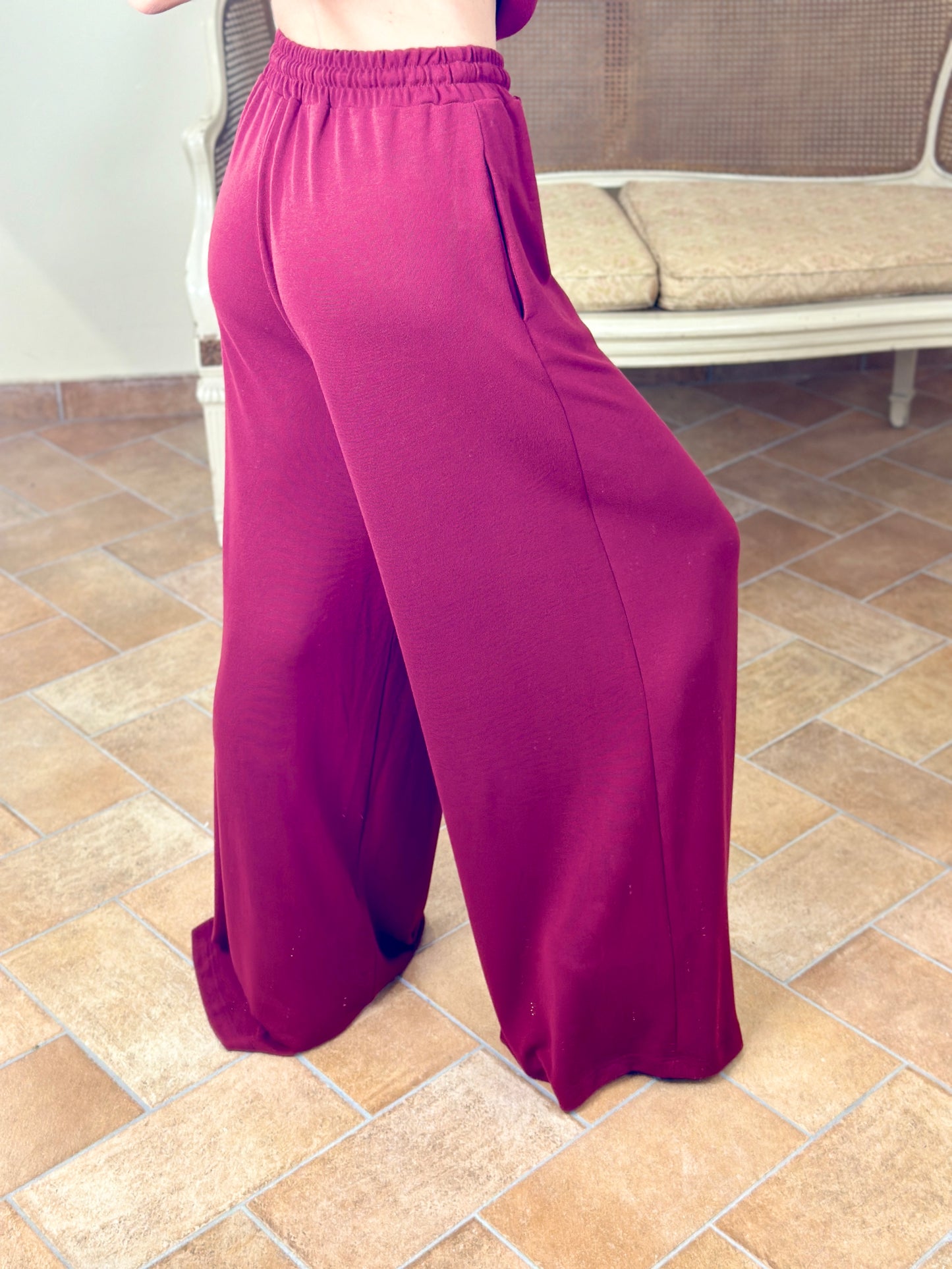 Uni Mè pantalone in maglina bordeaux