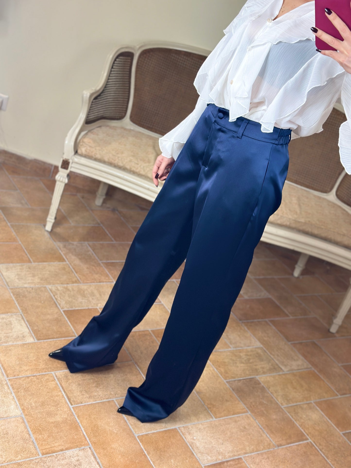 Tensione in Pantalone in raso BLU