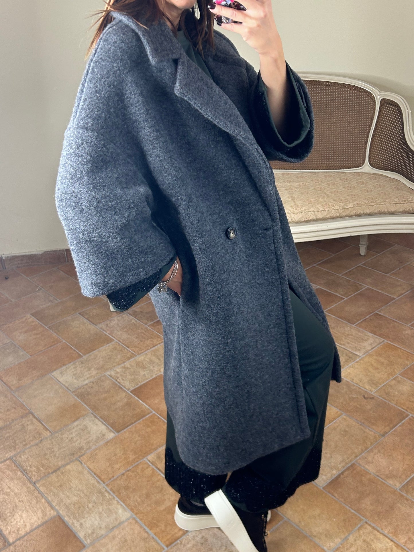 D'Elle cappotto in lana grigio