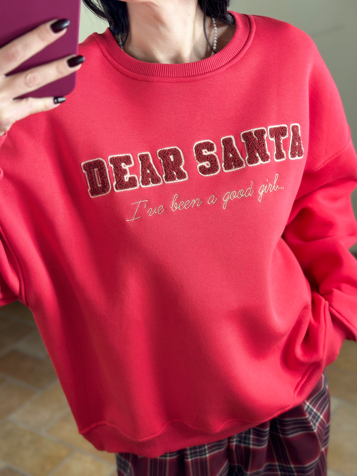 Uni mè felpa "Dear Santa" ROSSA