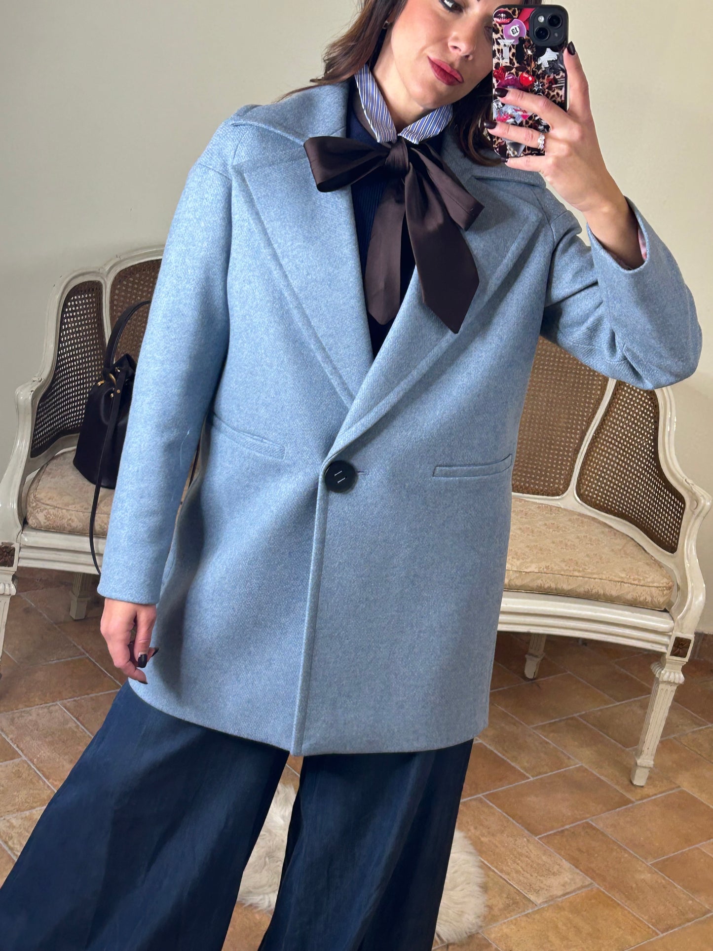 Chiarulli cappotto miranda celeste