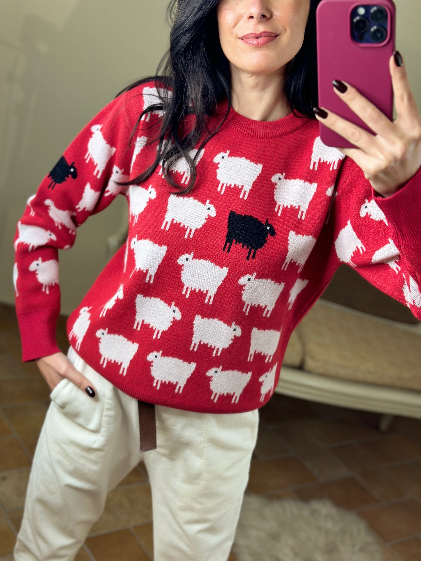 Tensione in Maglia rossa/bianca SHEEP