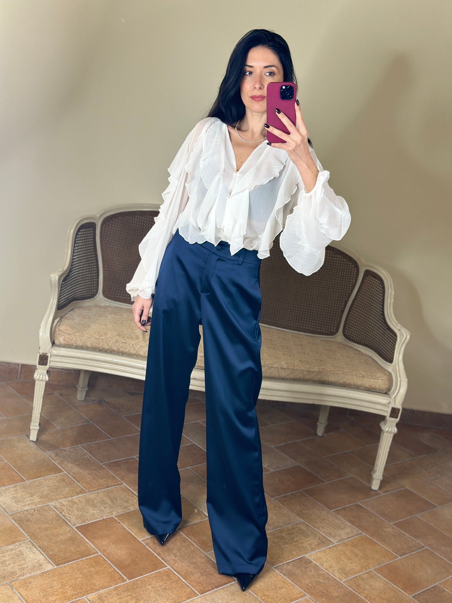 Tensione in Pantalone in raso BLU