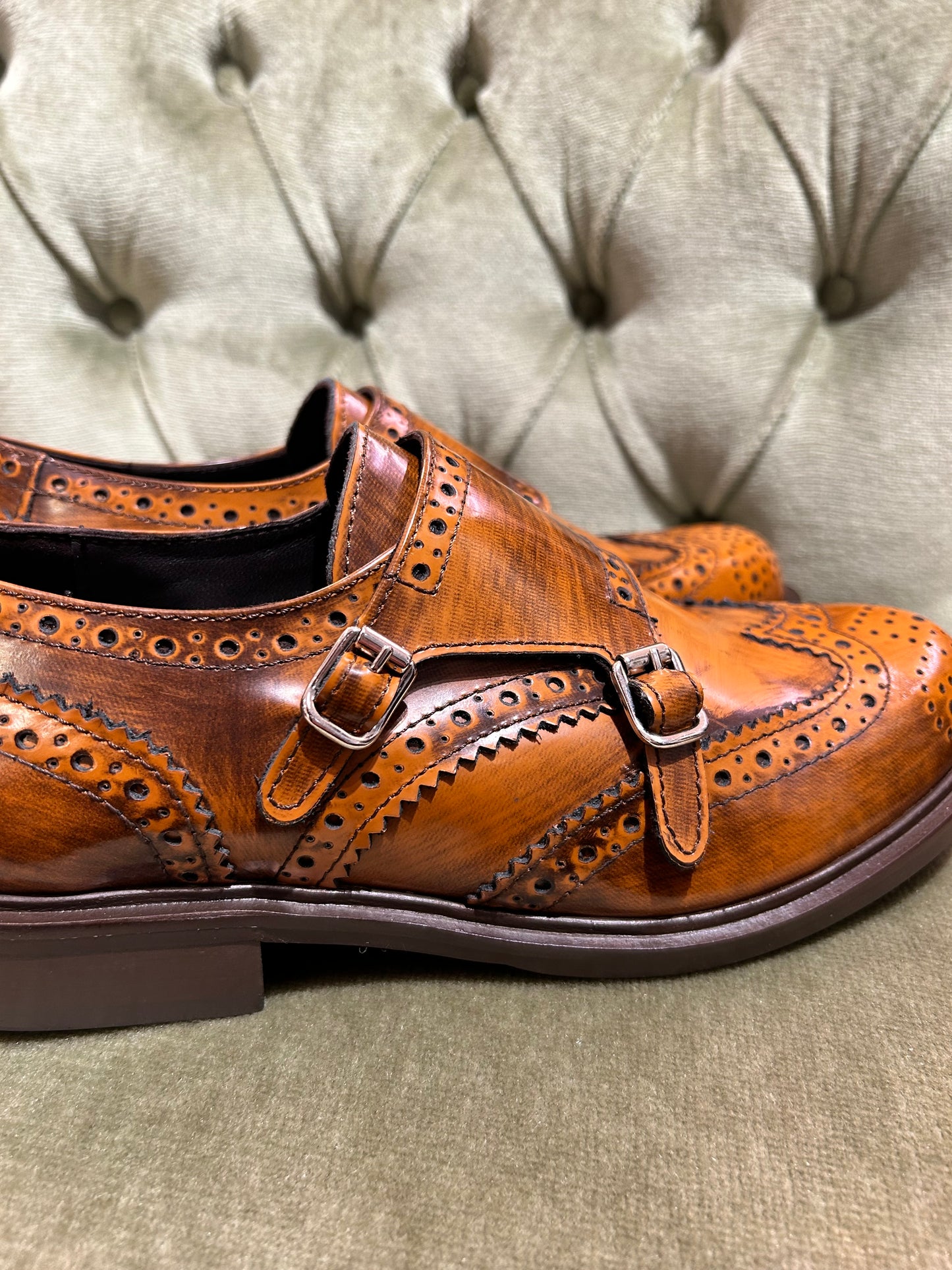 Les tulipes scarpa cognac in pelle abrasivata