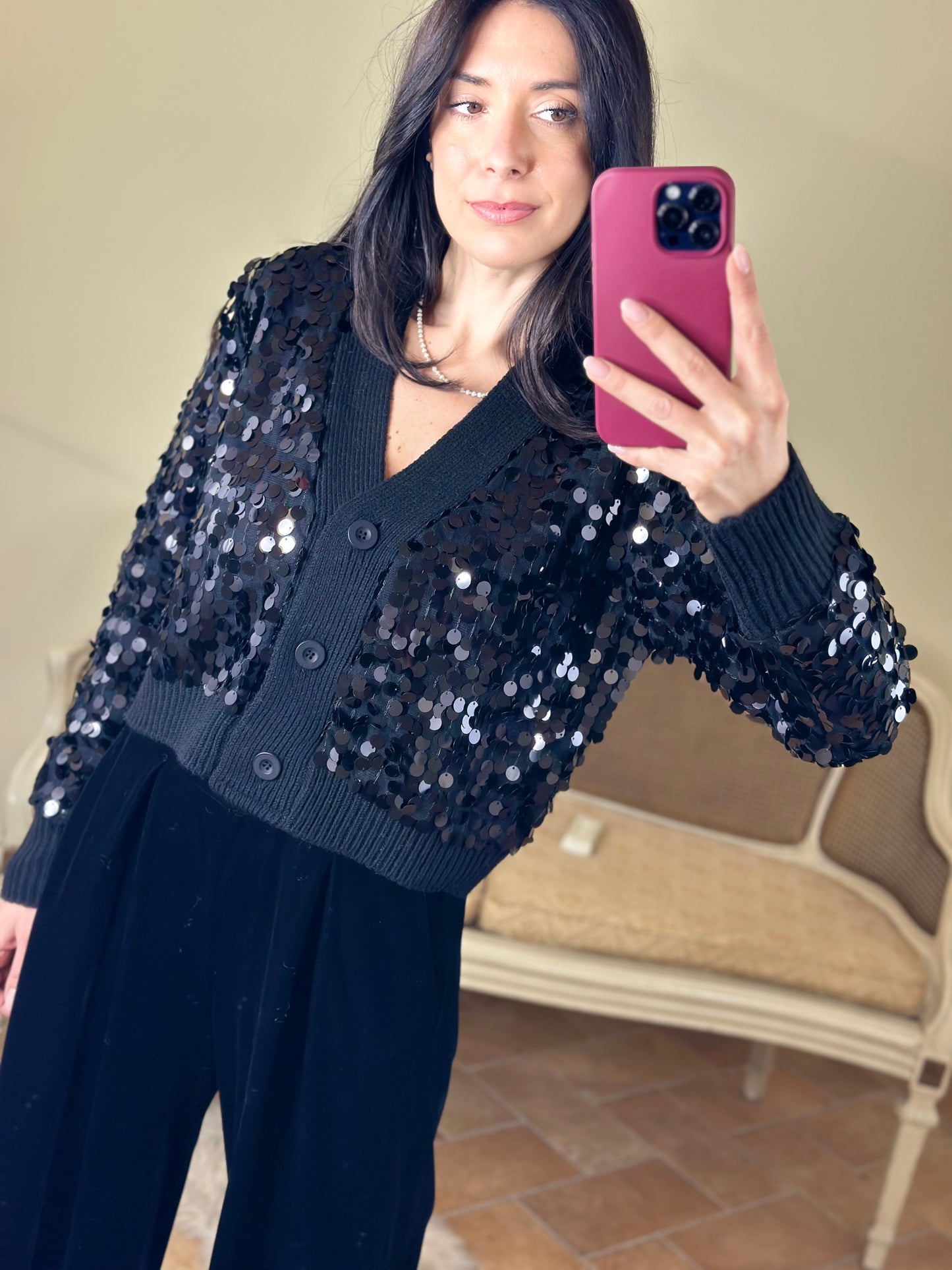 Tensione in Cardigan con paillettes