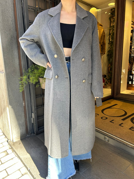 SINCE'RE PARIS cappotto lungo a vestaglia grigio scuro