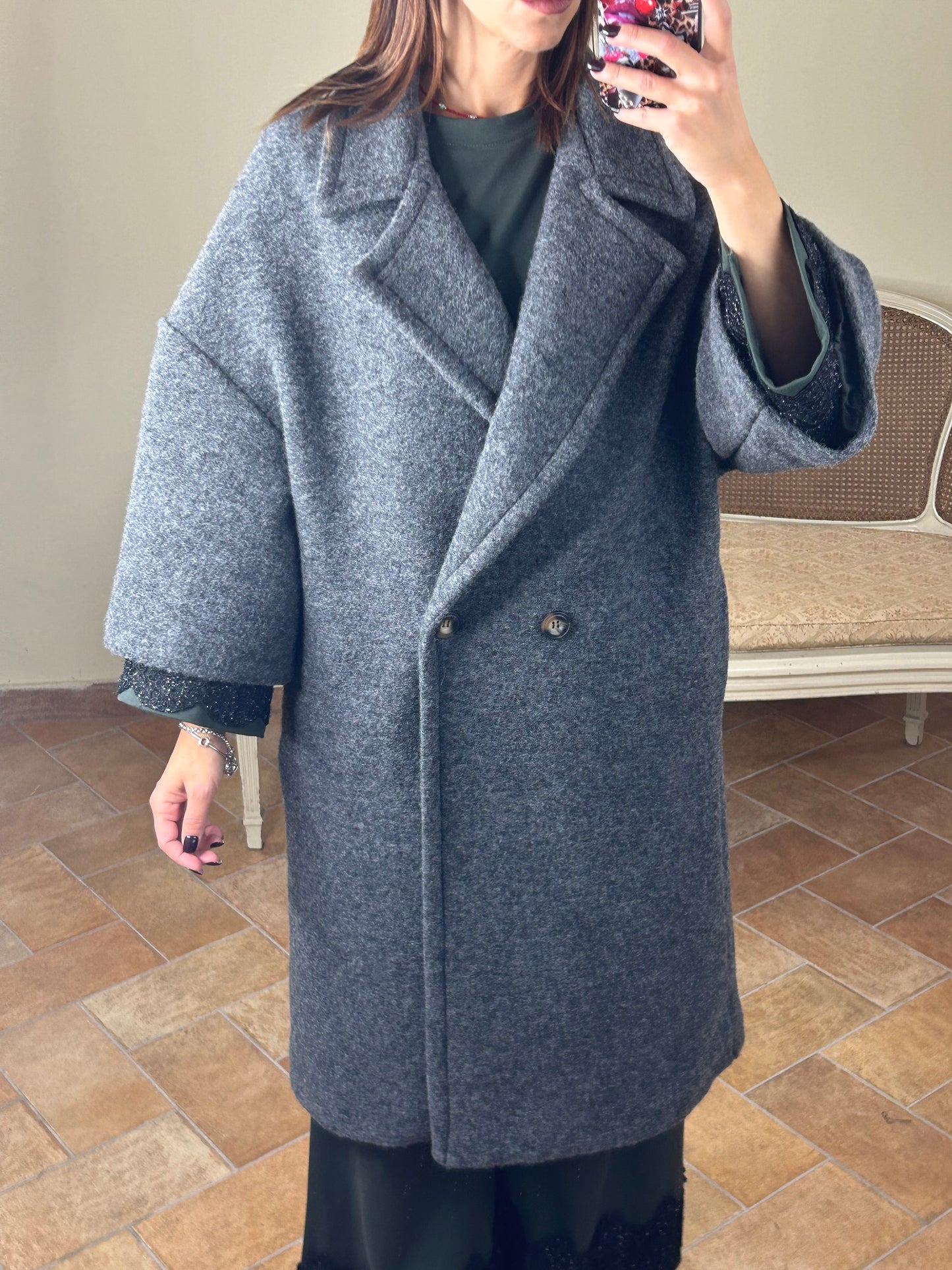 D'Elle cappotto in lana grigio