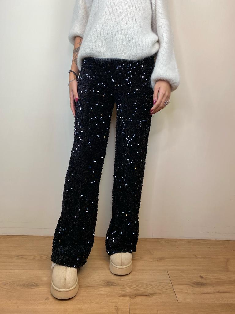 Spazio Sand pantaloni velluto e paillettes