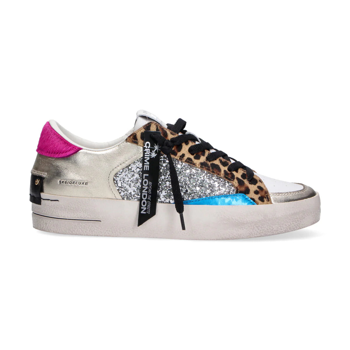 Crime London SK8 DELUXE LEOPARD Shine fucsia/blu