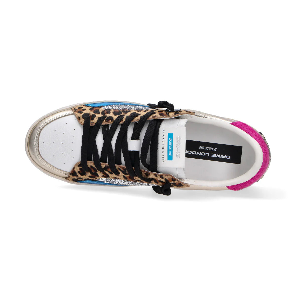 Crime London SK8 DELUXE LEOPARD Shine fucsia/blu