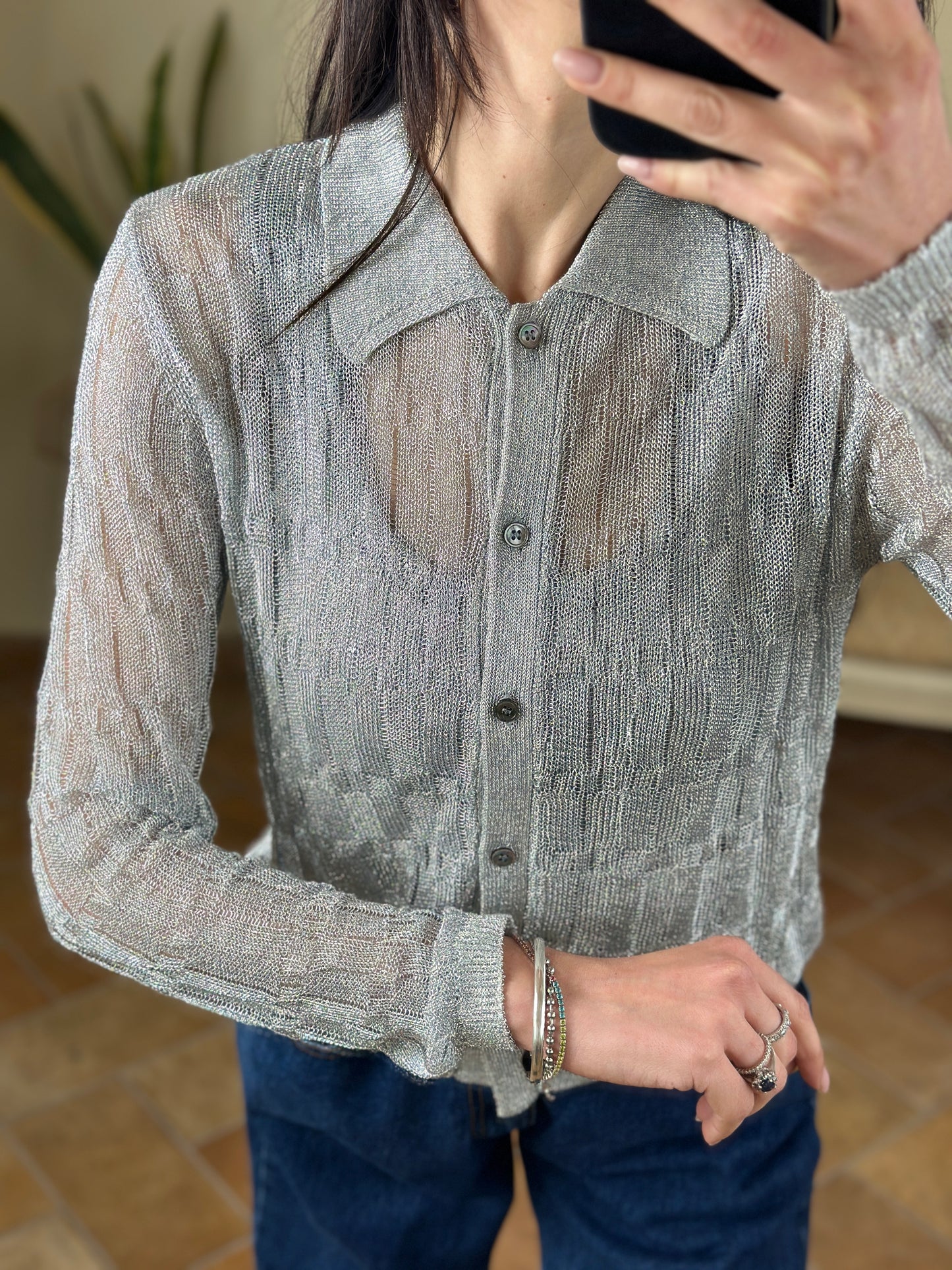 UNI mè maglia cardigan lurex