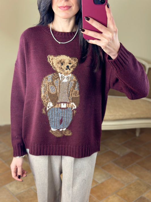 Tensione in Maglia Teddy Burgundy