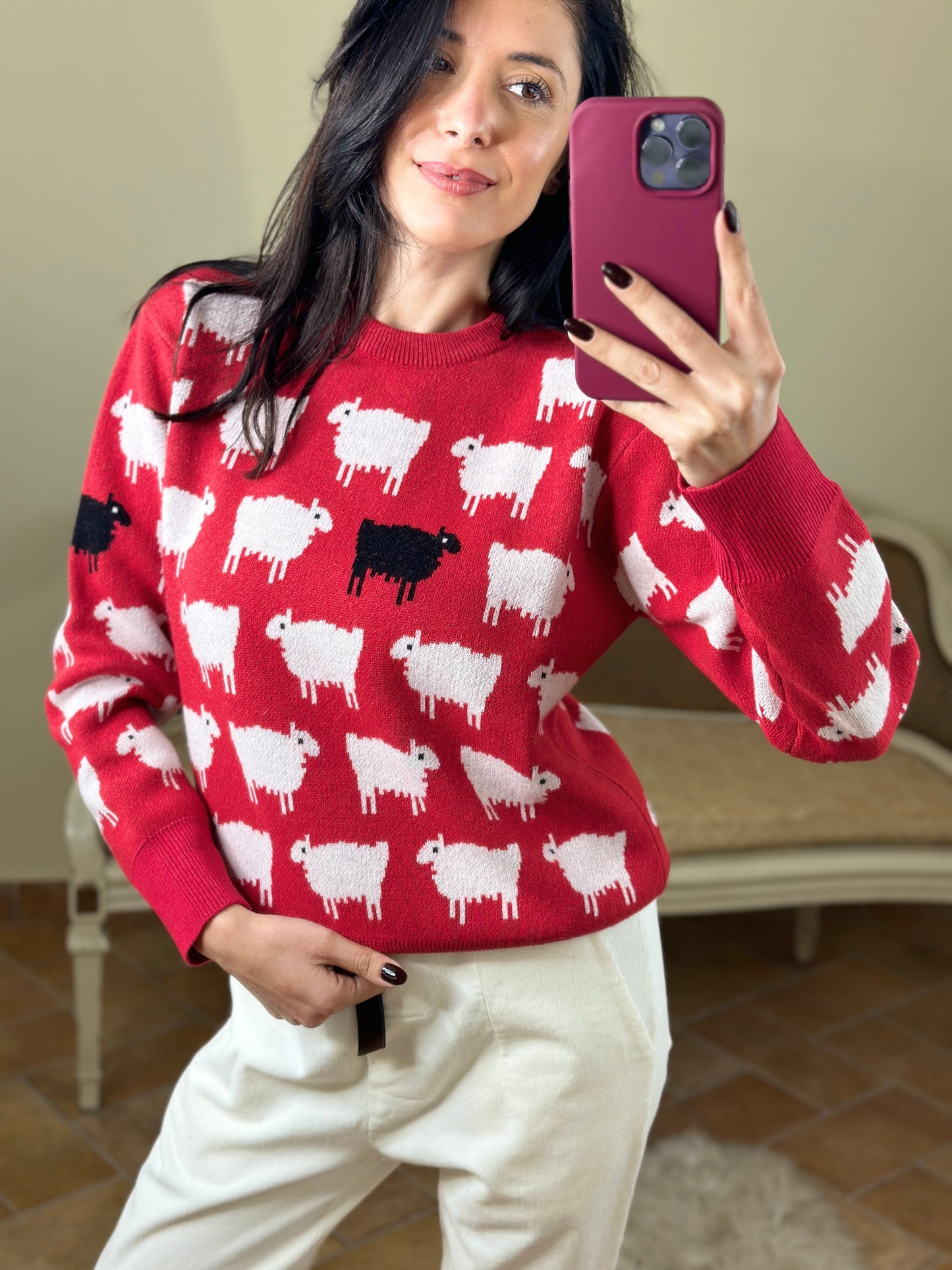 Tensione in Maglia rossa/bianca SHEEP