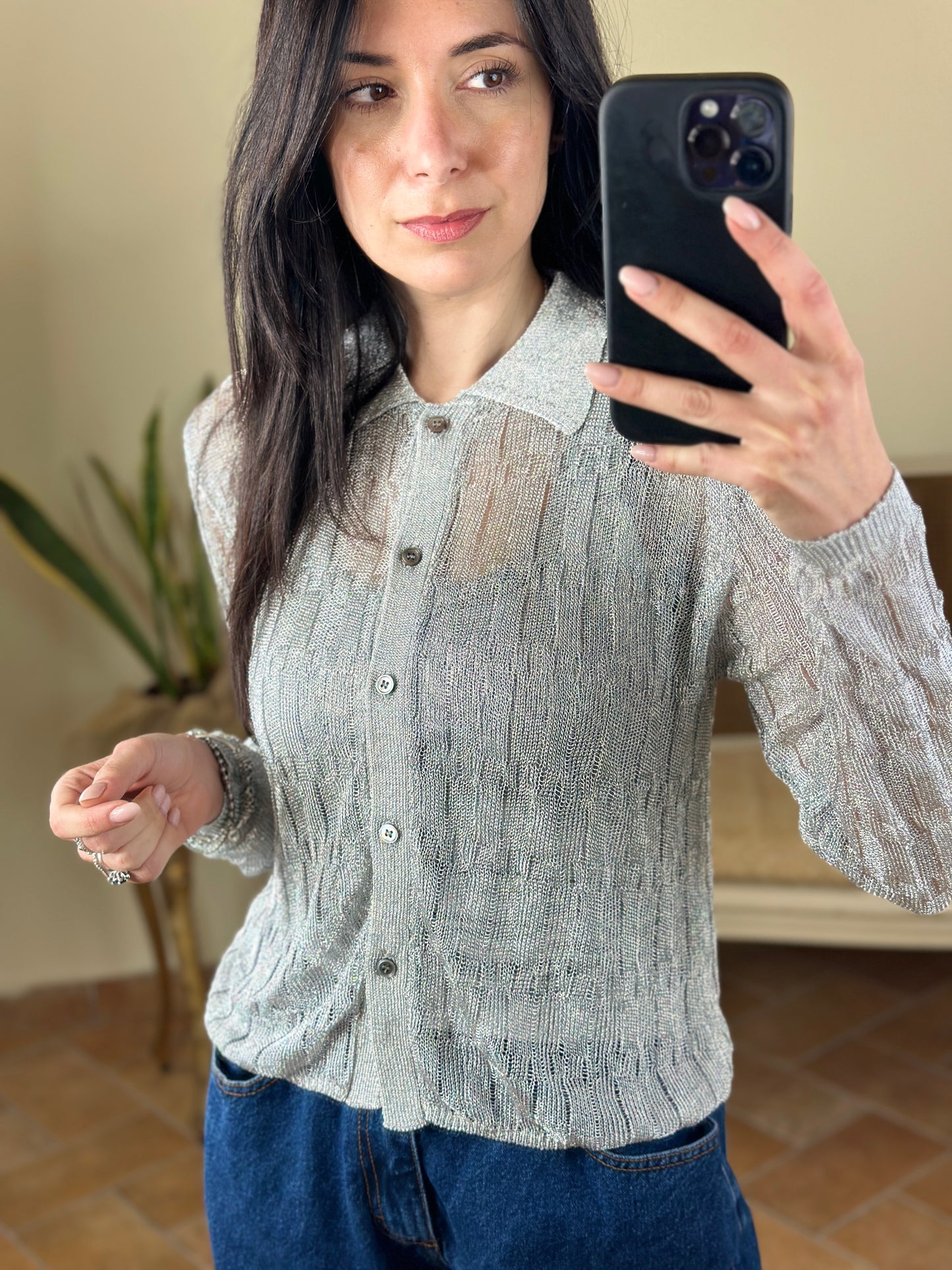 UNI mè maglia cardigan lurex