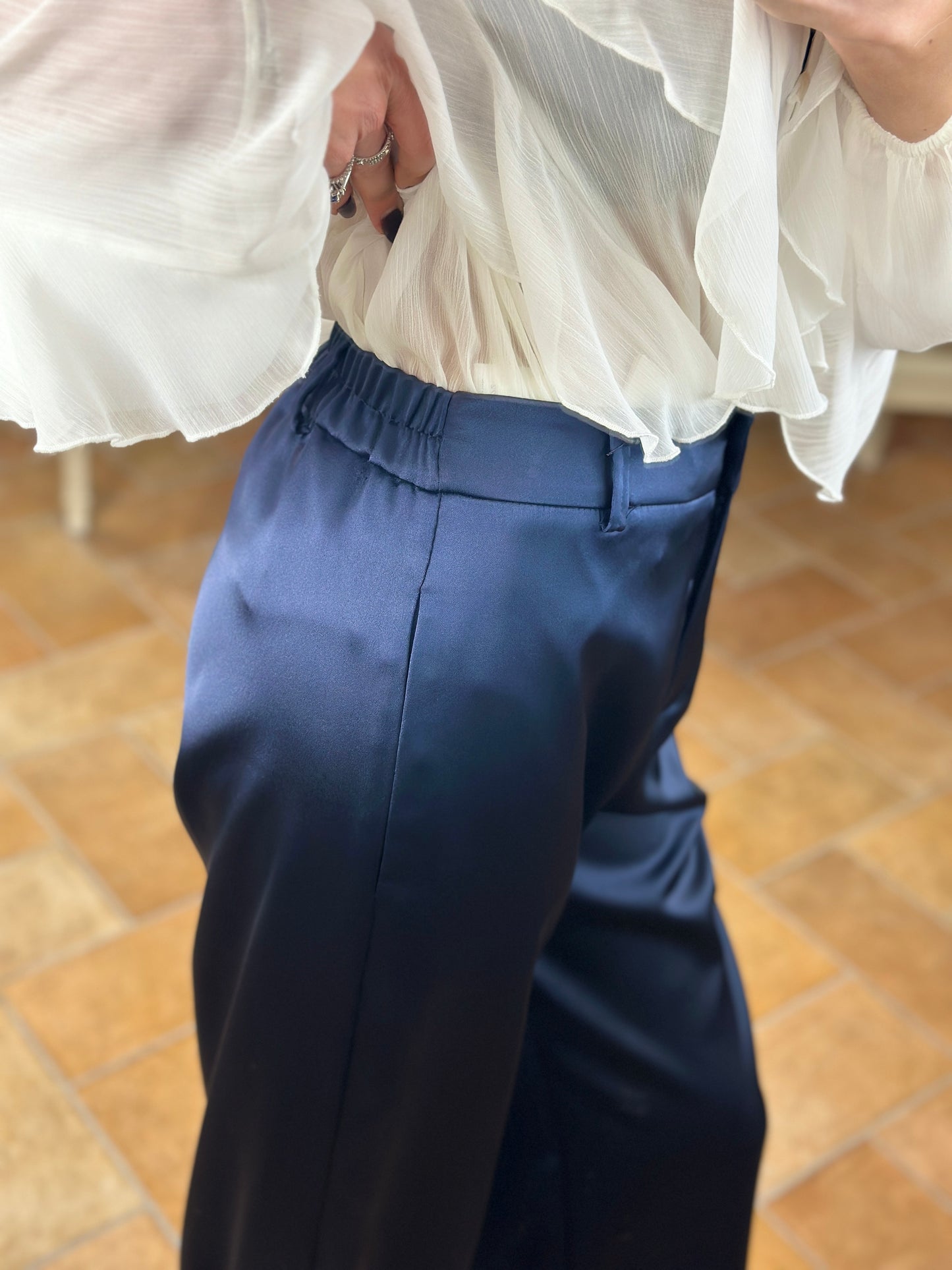 Tensione in Pantalone in raso BLU