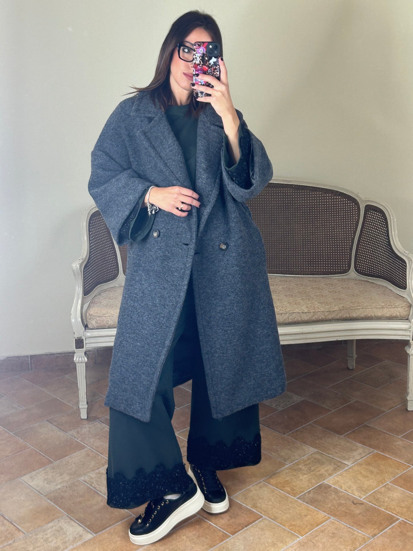 D'Elle cappotto in lana grigio