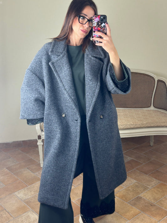 D'Elle cappotto in lana grigio