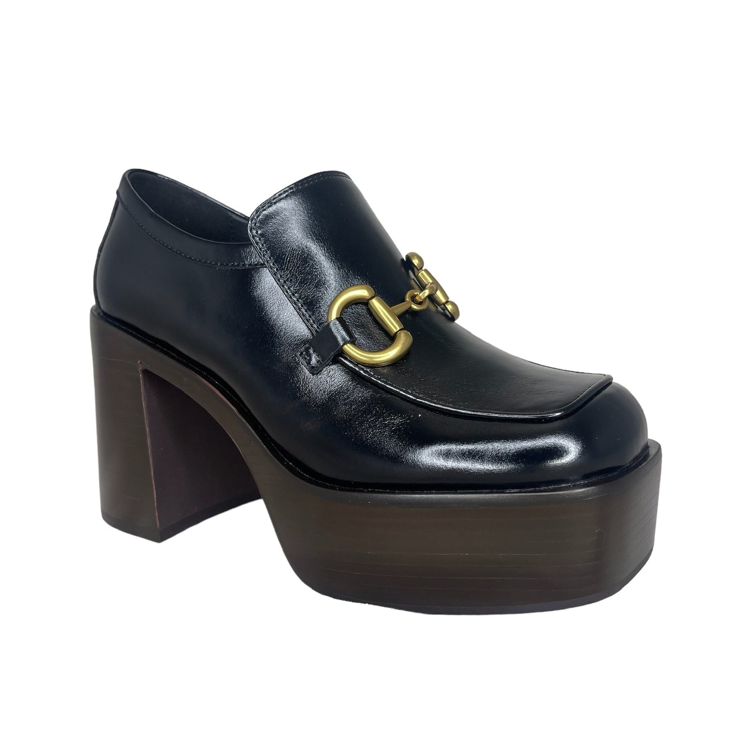 Jeffrey Campbell curator black shiny gold