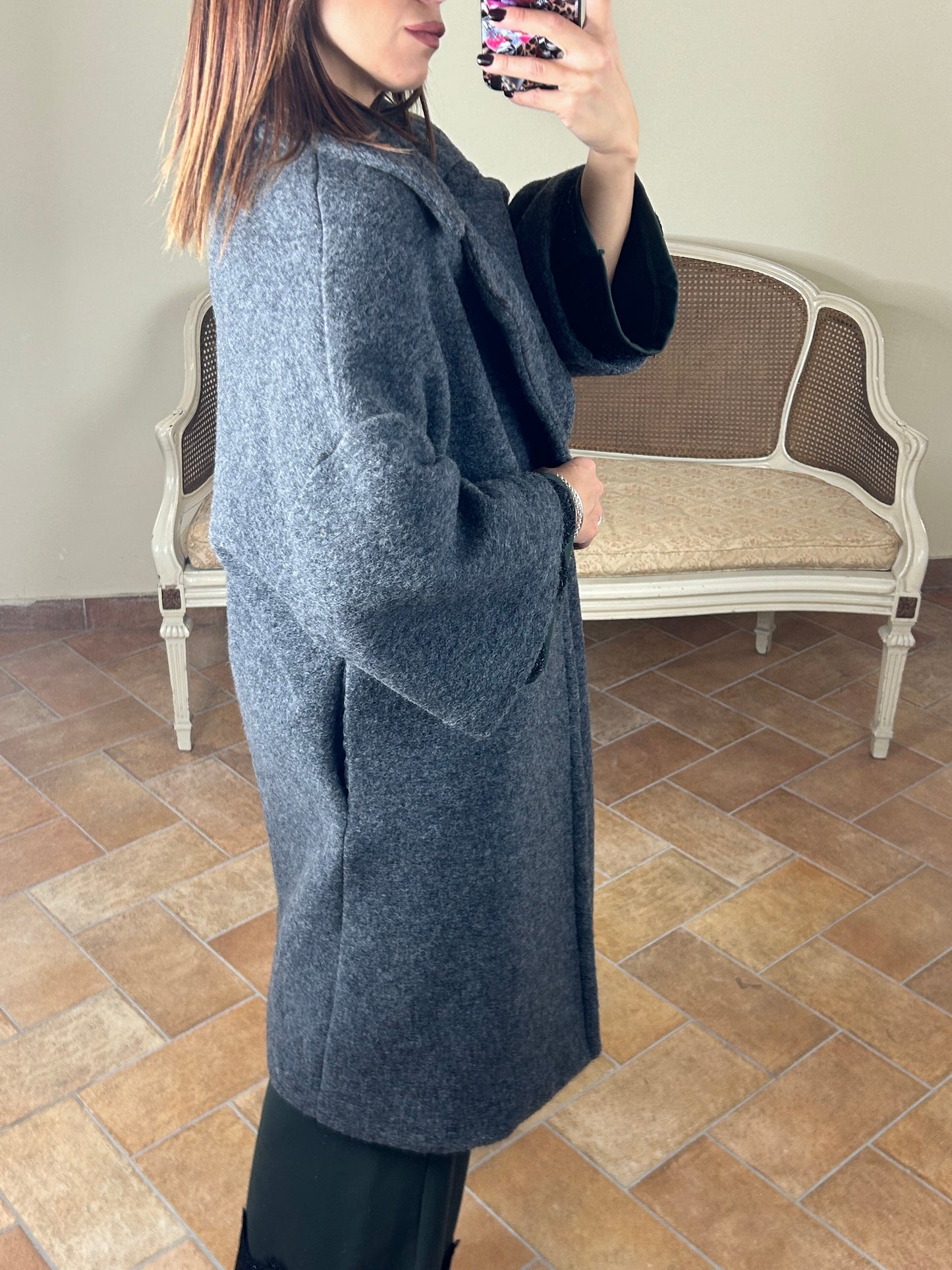 D'Elle cappotto in lana grigio