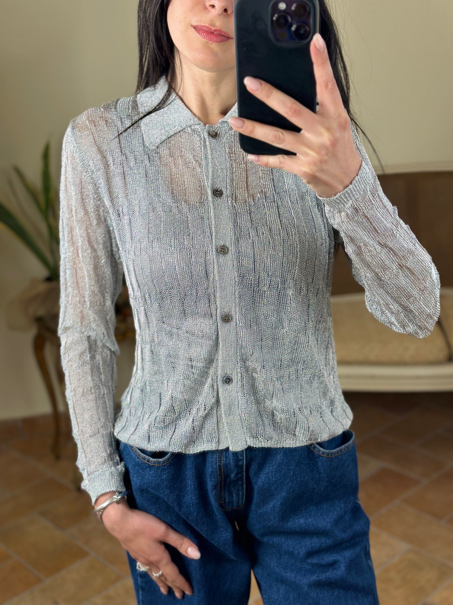 UNI mè maglia cardigan lurex