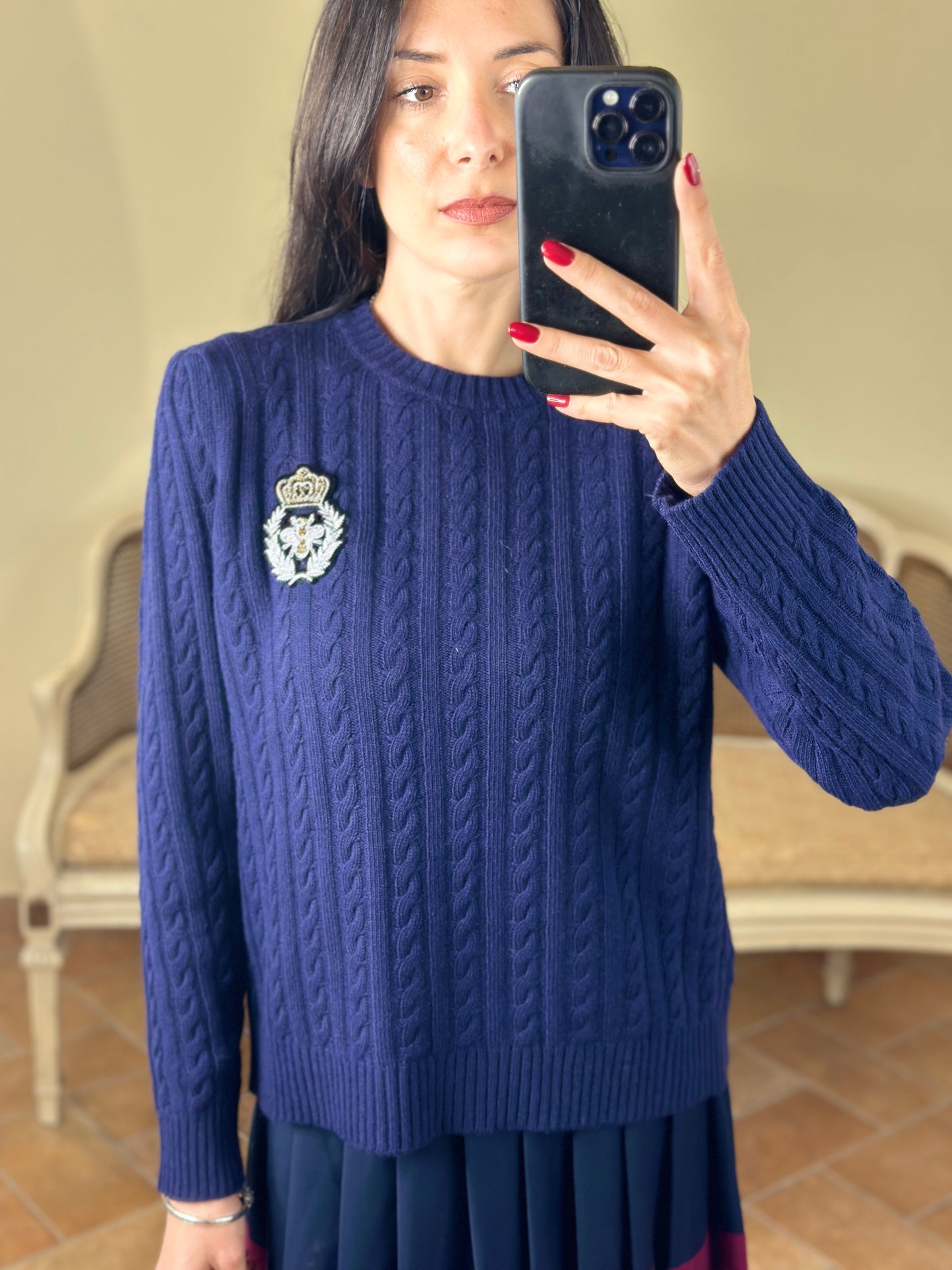 Tensione in Maglia blu con patch