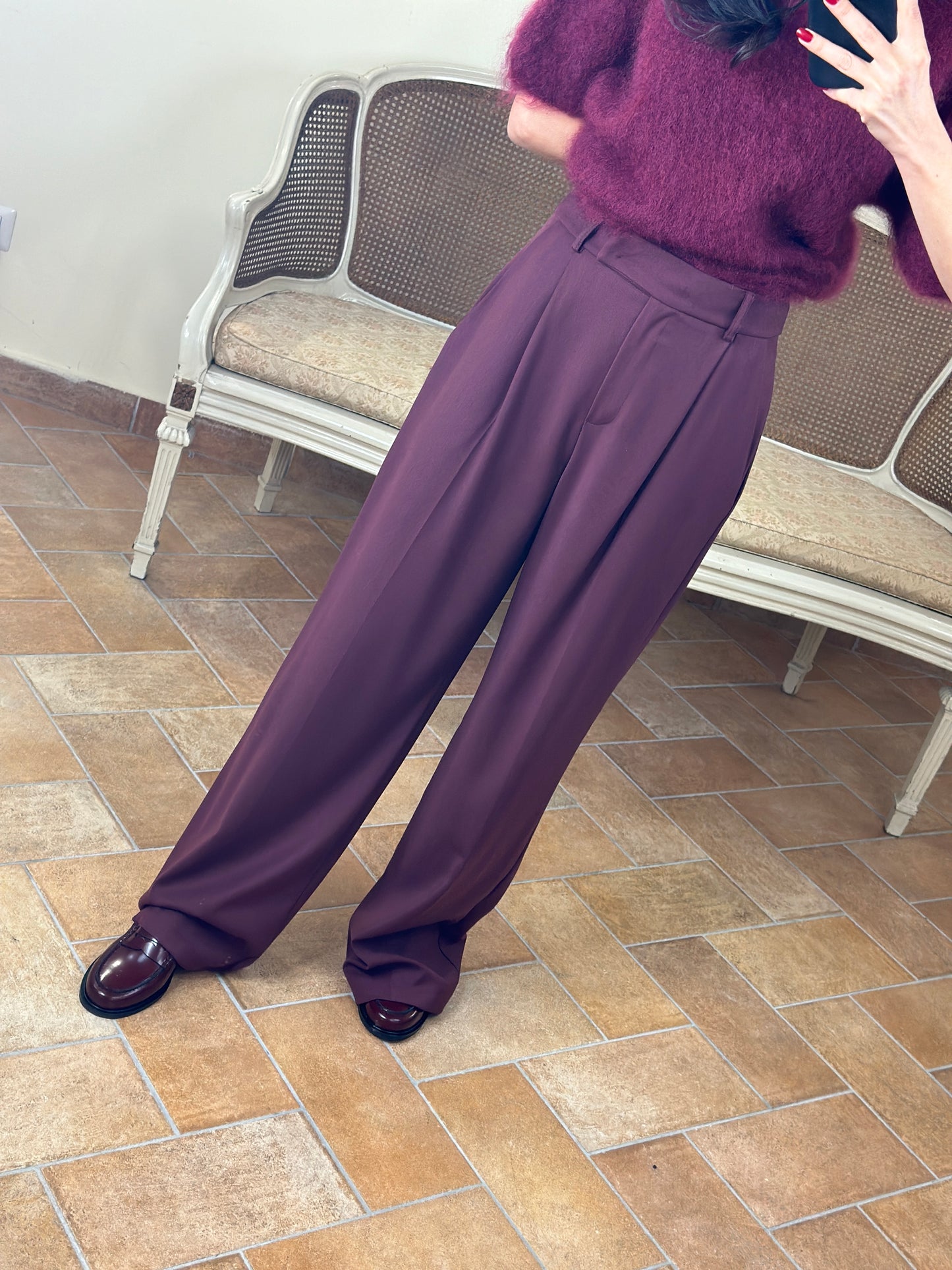 Uni mè pantalone Bordeaux a palazzo