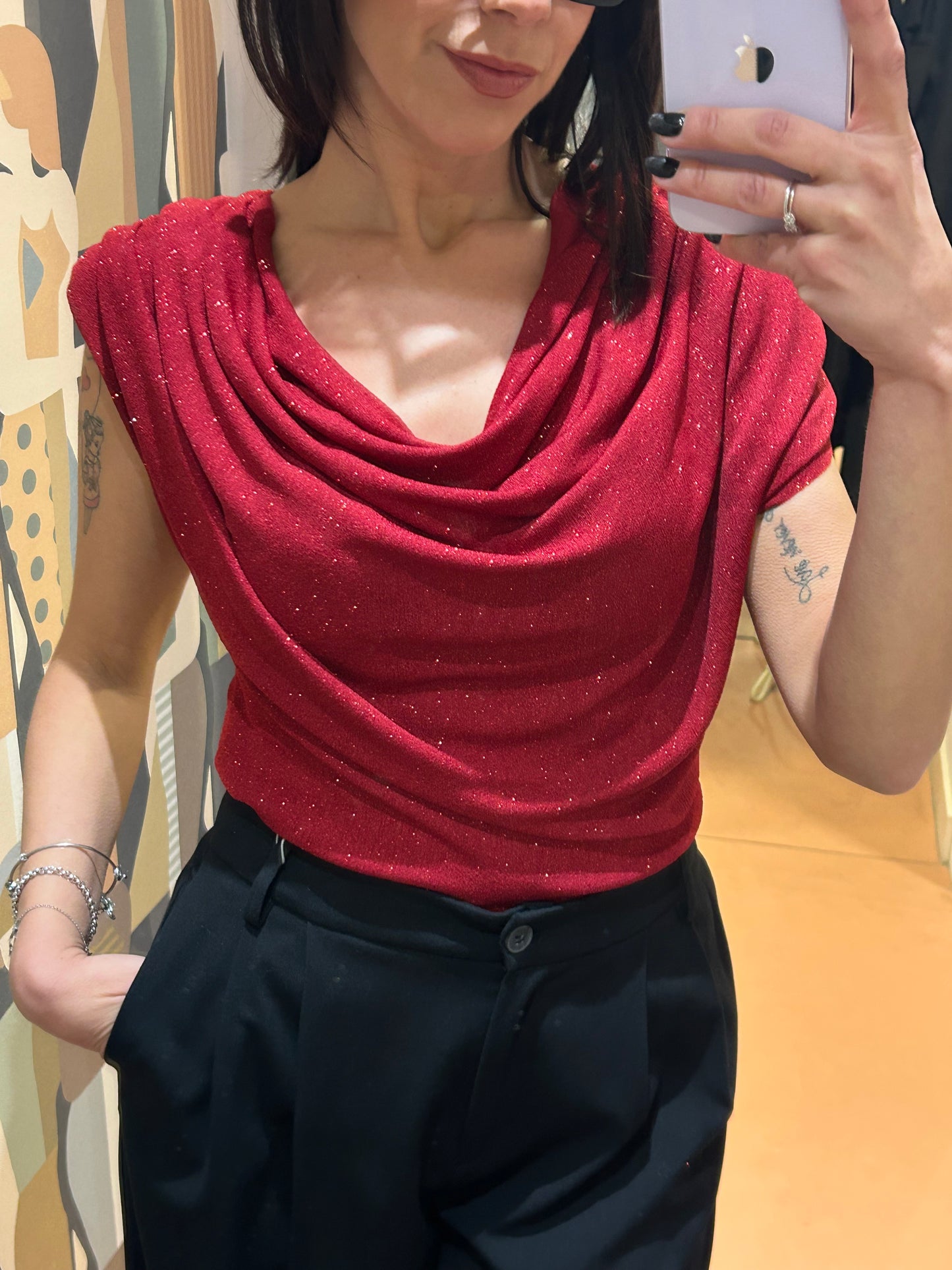 Uni mè body lurex rosso