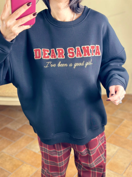 Uni mè felpa "Dear Santa" NERA