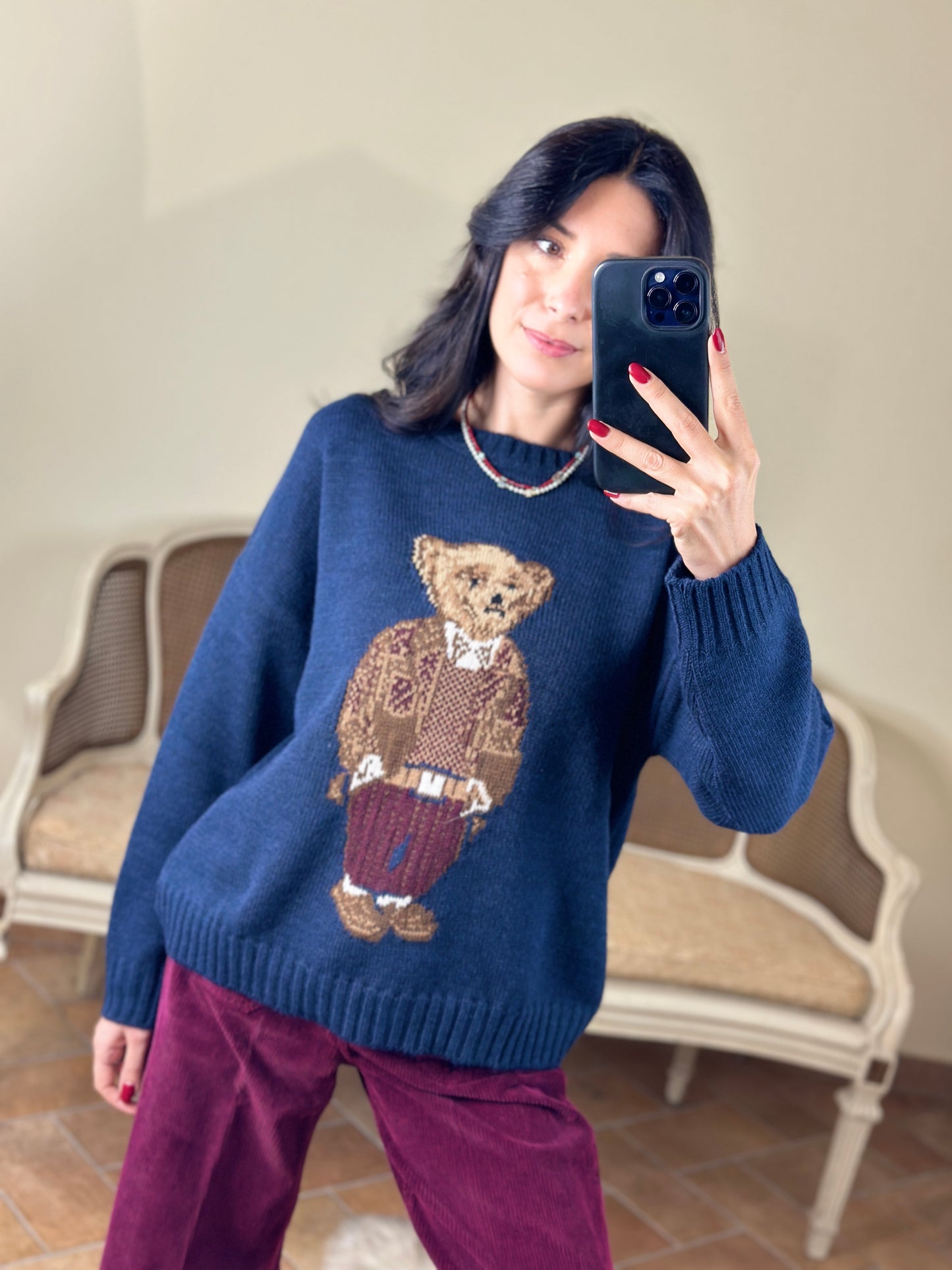 Tensione in maglia TEDDY blu