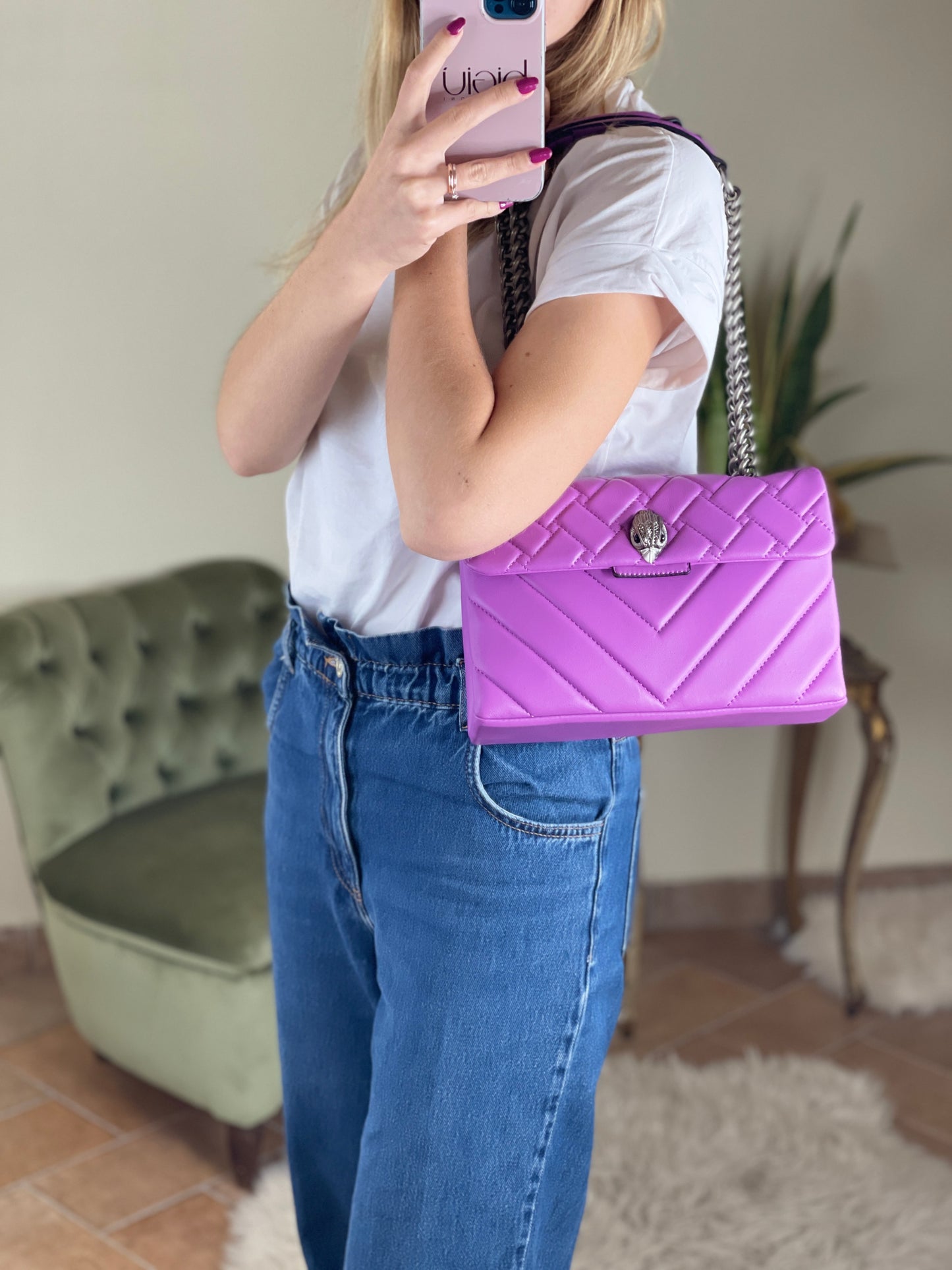 Kurt Geiger Leather Kensington X Bag Purple